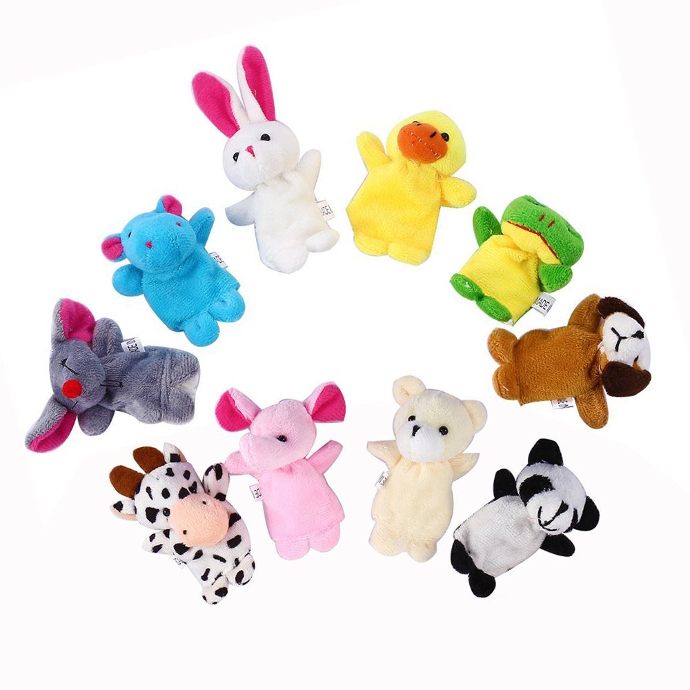 16 Pezzi Marionette Dita in Velluto,Burattini a Dito con 10 Animali e 6 Famiglie - 5