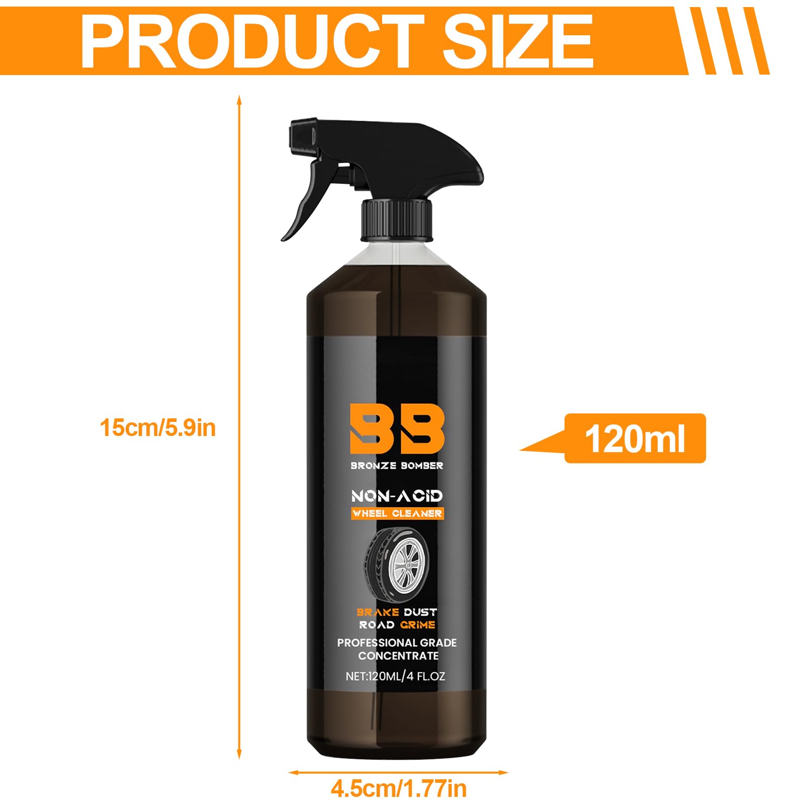 Felgenreiniger, 120ml Auto Felgenreiniger Felgenpflege für Alufelgen und Stahlfelgen Autofelgen Rostentferner Autopflege Reinigung Rostlöser Car Wheel Cleaner Spray Felgenreiniger für Auto (3pcs)