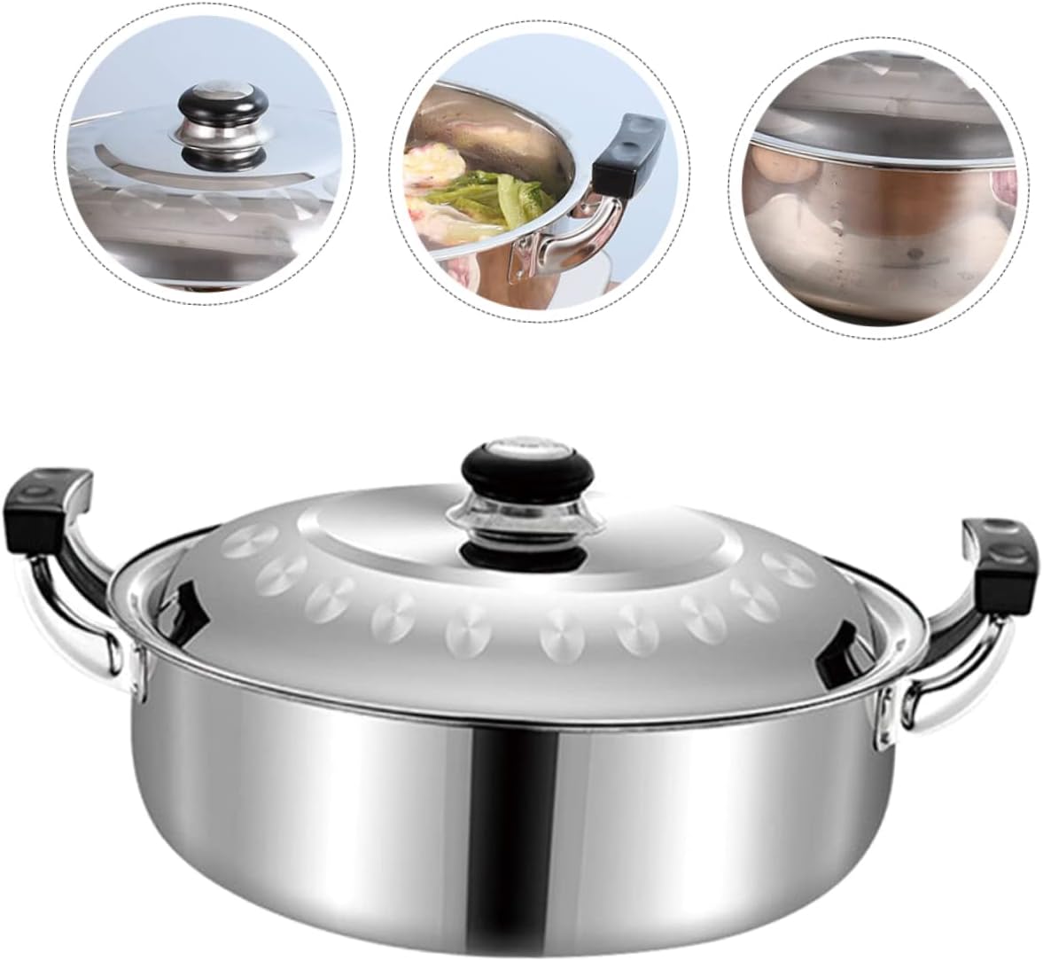 Multi-purpose Pot Double-boiler Hot Pot Large Capacity Easy to Clean Stainless Steel Safe Use on Gas Induction Electric