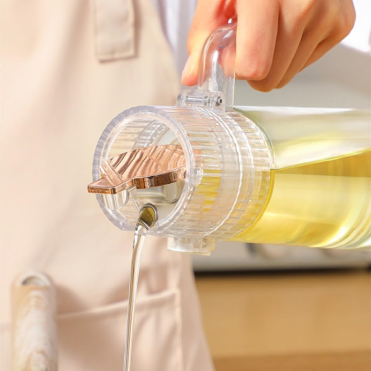 Dispenser per Salsa di Soia Pentola For Olio In Vetro Da Cucina For Uso Domestico, 2 Pezzi, Senza Bottiglia Di Aceto For Salsa Di Soia E Olio Appeso Contenitore Dell'olio(Transparent)
