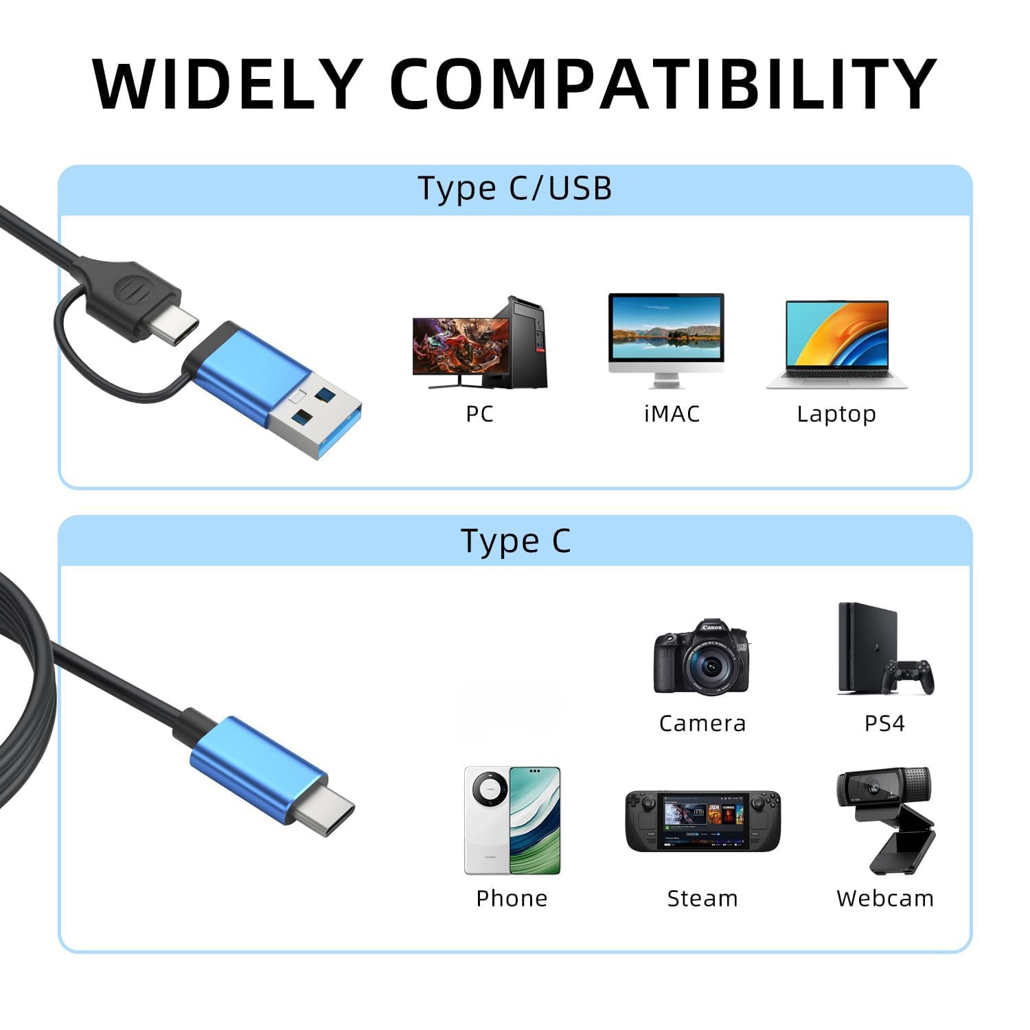YCE 2 Meter USB3.0 captura de vídeo de captura 4K HMDI a USB3.0 A/Tipo C Adaptador con 100W PD Video Game Capture para la edición de vídeo/juegos/streaming/enseñanza en línea