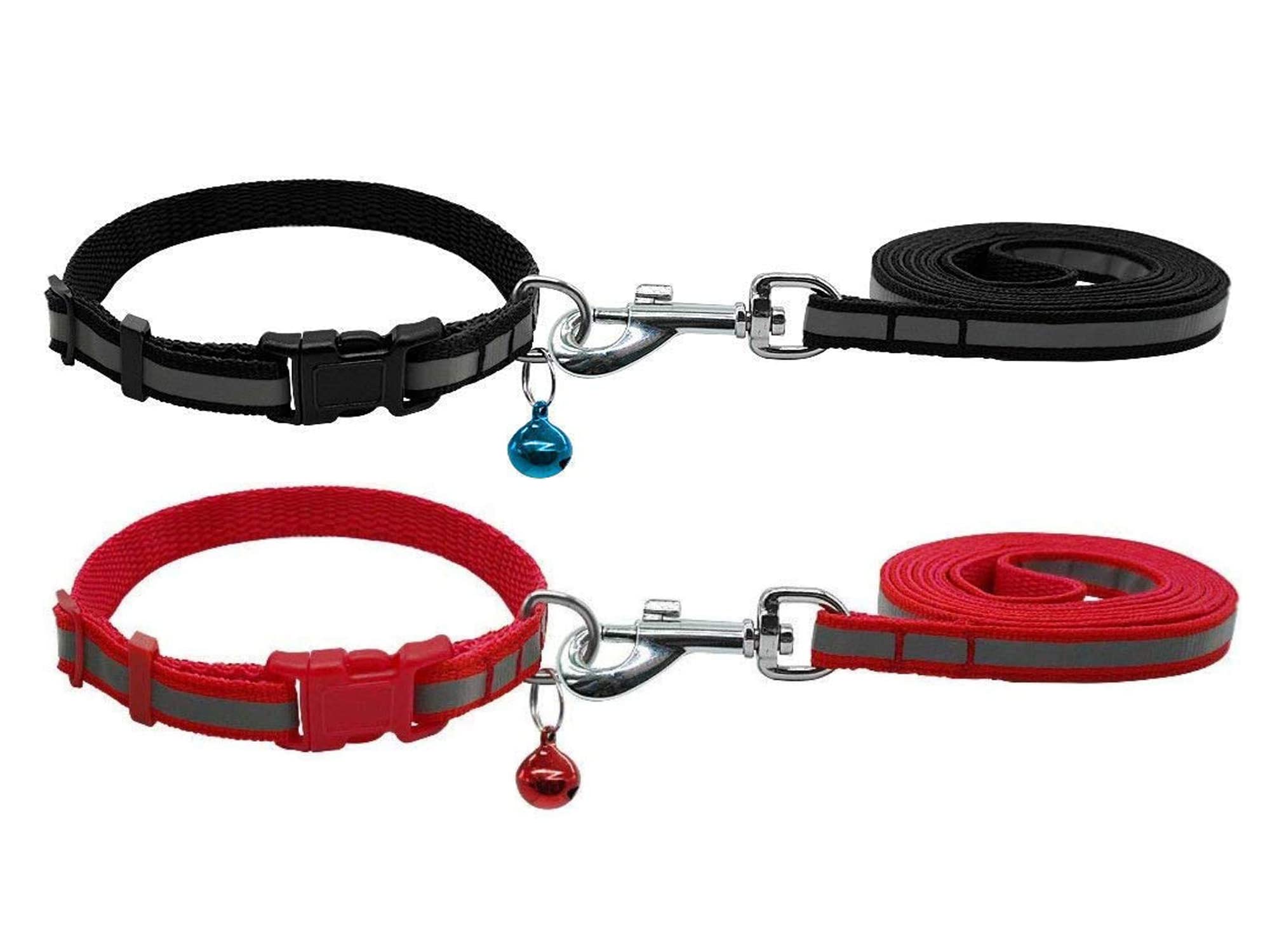 Pet Needs Set of 2 Nylon Reflected Tape Leash Collar Set for Small Puppy-Width-1.5 cm- Length 120 CMS (Black RED) (B0BM3XW964) Amazon Price History, Amazon Price Tracker