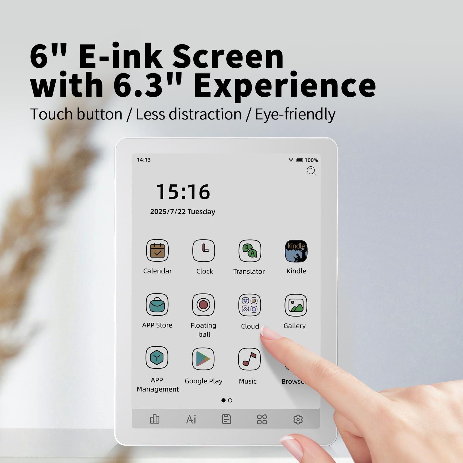Bigme B6 Color E-Reader, E-Ink eBook Readers 6 Inch Colour eReaders Digital ePaper Tablet with Android 14, 4G+64GB, Adjustable Front Light Android eReader Device with Audiobook White - 2