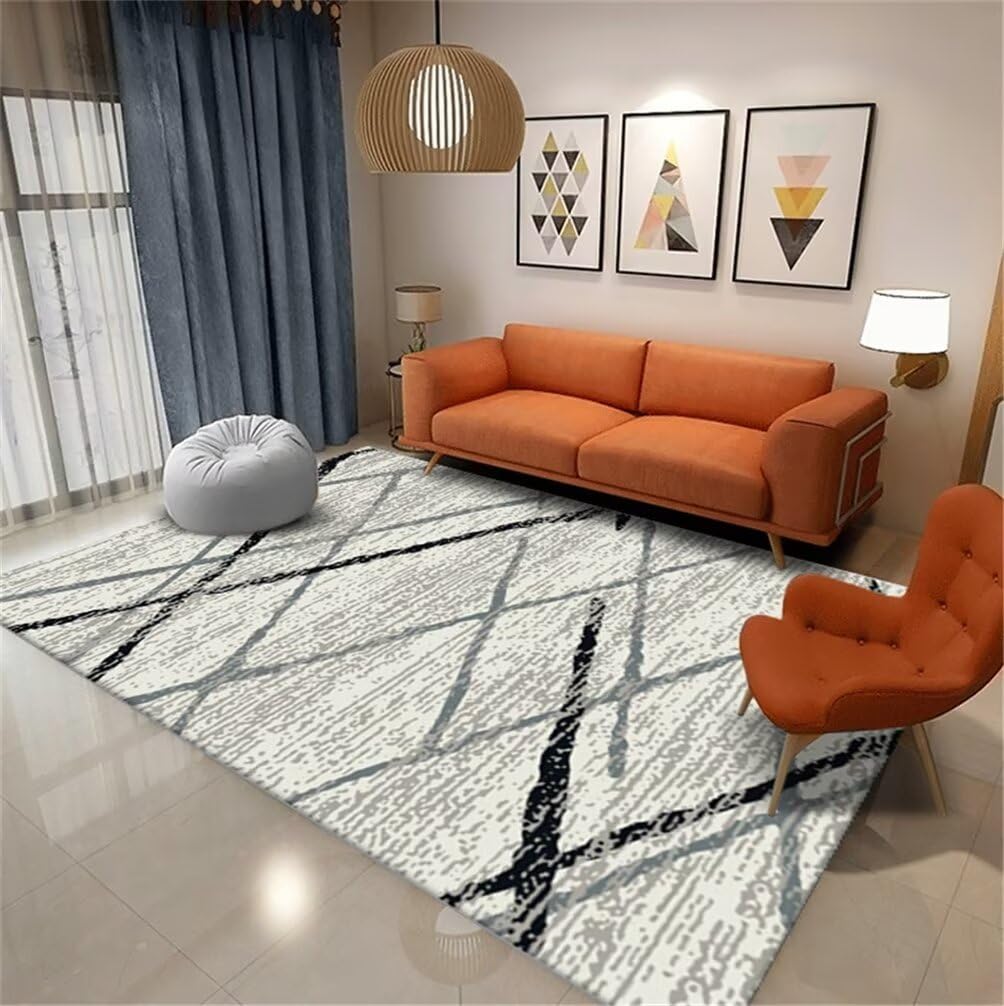 Descente de lit tapis fille 140x180 moderne à rayures grises haute densité