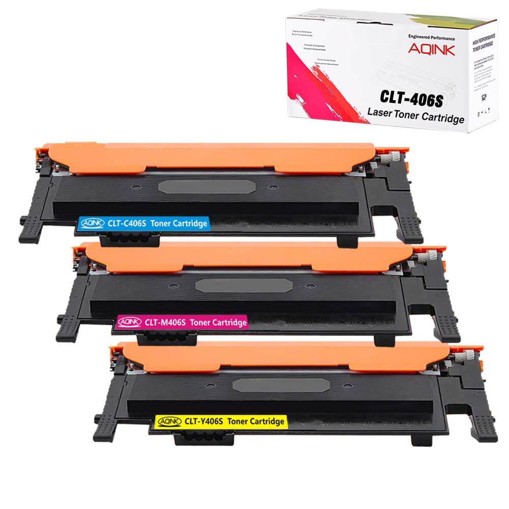 AQINK 3 Color Toner Cartridges Compatible with CLT-406S for Samsung CLP-360 CLP-360N CLP-365 CLP-365W CLX-3300 CLX-3305 CLX-3305FN CLX-3305N CLX-3305W CLX-3305FN CLX-3305FW Xpress C410W SL-C460FW