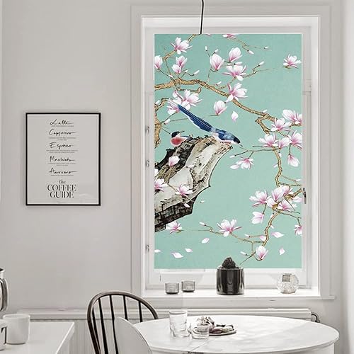Miniatura 7 de Lumanduo Light Blue Birds and Flower Decorative Window Privacy Film Window Sticker UV Blocked Static Window Cling Frosted Window Decals Window