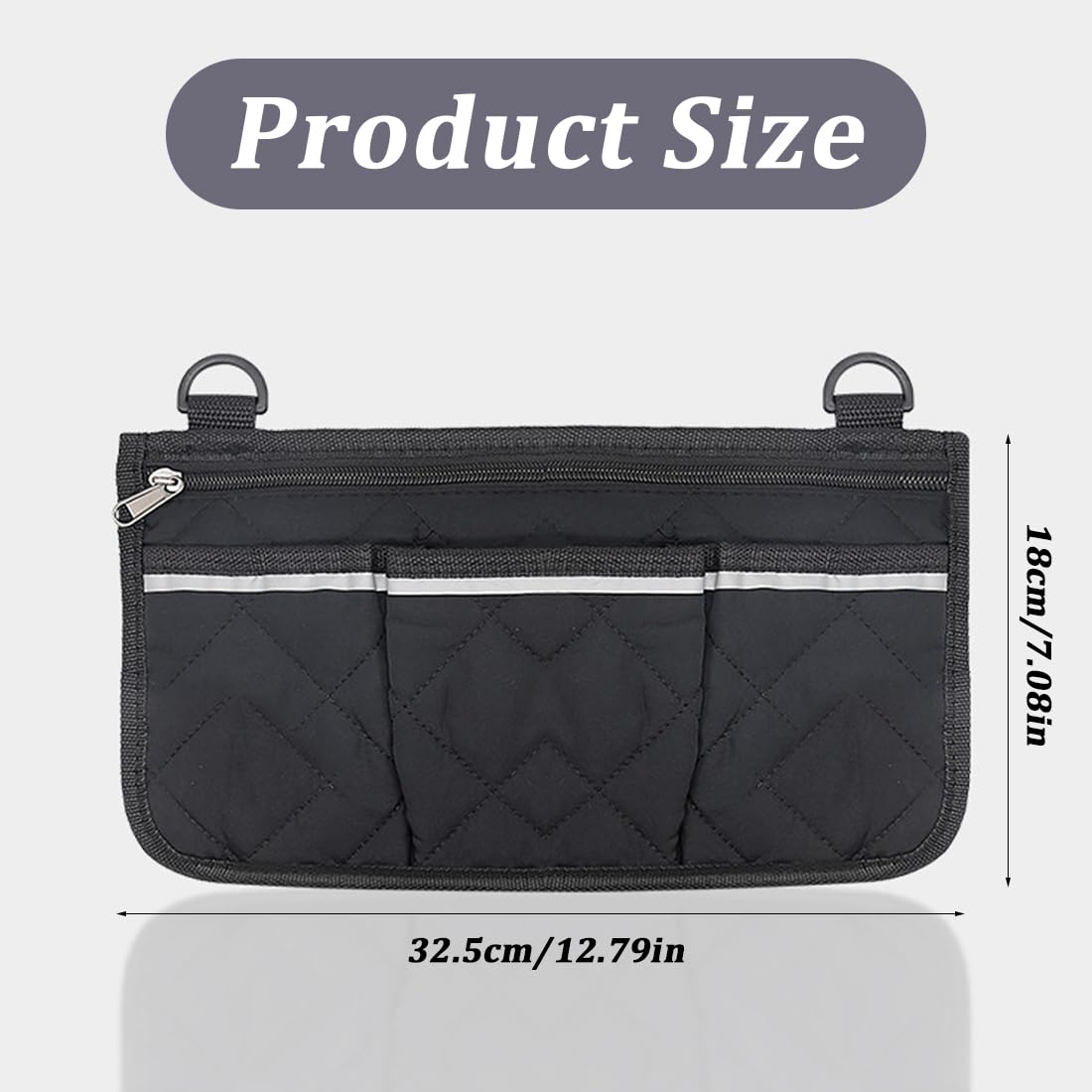 Sedie a rotelle, scooter disabili e accessori,Borsa portaoggetti per passeggino, striscia riflettente, borsa portaoggetti laterale per bracciolo sedia a rotelle