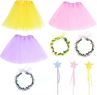 Adereços para fotos de casamento 3 conjuntos para meninas saia de tule tutu em camadas fantasia de festa saia de tule divertida com faixa de cabeça conjunto de saias de bolha de balé com faixa de fada