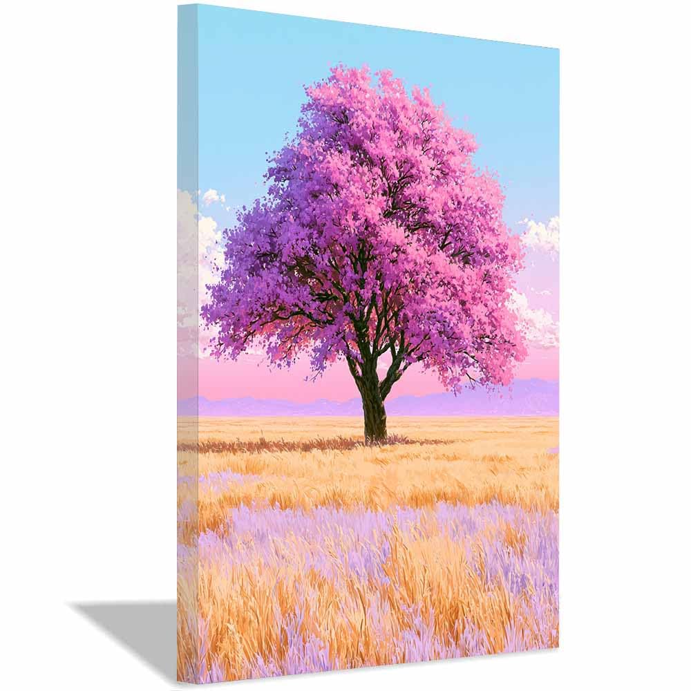 DMZPKZB Tree Of Life Large Wall Art Nebula Vibrants Lights Tree Colorful Canvas Art Prints,Abstract Painting,Scenery Wall Decor,For Gallery,Bedroom,Living Room And Hotel(Multicolor)-70x100cm Framed