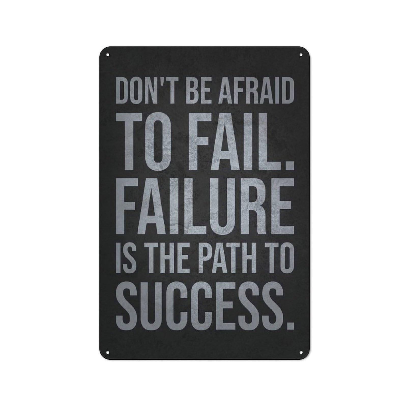 Junmoney Style-11 Failure Is Path To Success, Motivational Rustic Metal Plaque 30X20cm For Café Or Restaurant, Wall Decor For People Reorganising Café And Restaurant