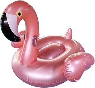Dimple Inflatable Giant Pink Flamingo Pool Float 60 x 60 x 34 Blow Up Pool Floatie Swimming Floating Raft Summer Party Toys, Pool Float Flamingo, Large Pool Decorations for Adults & Kids (Rose Gold)