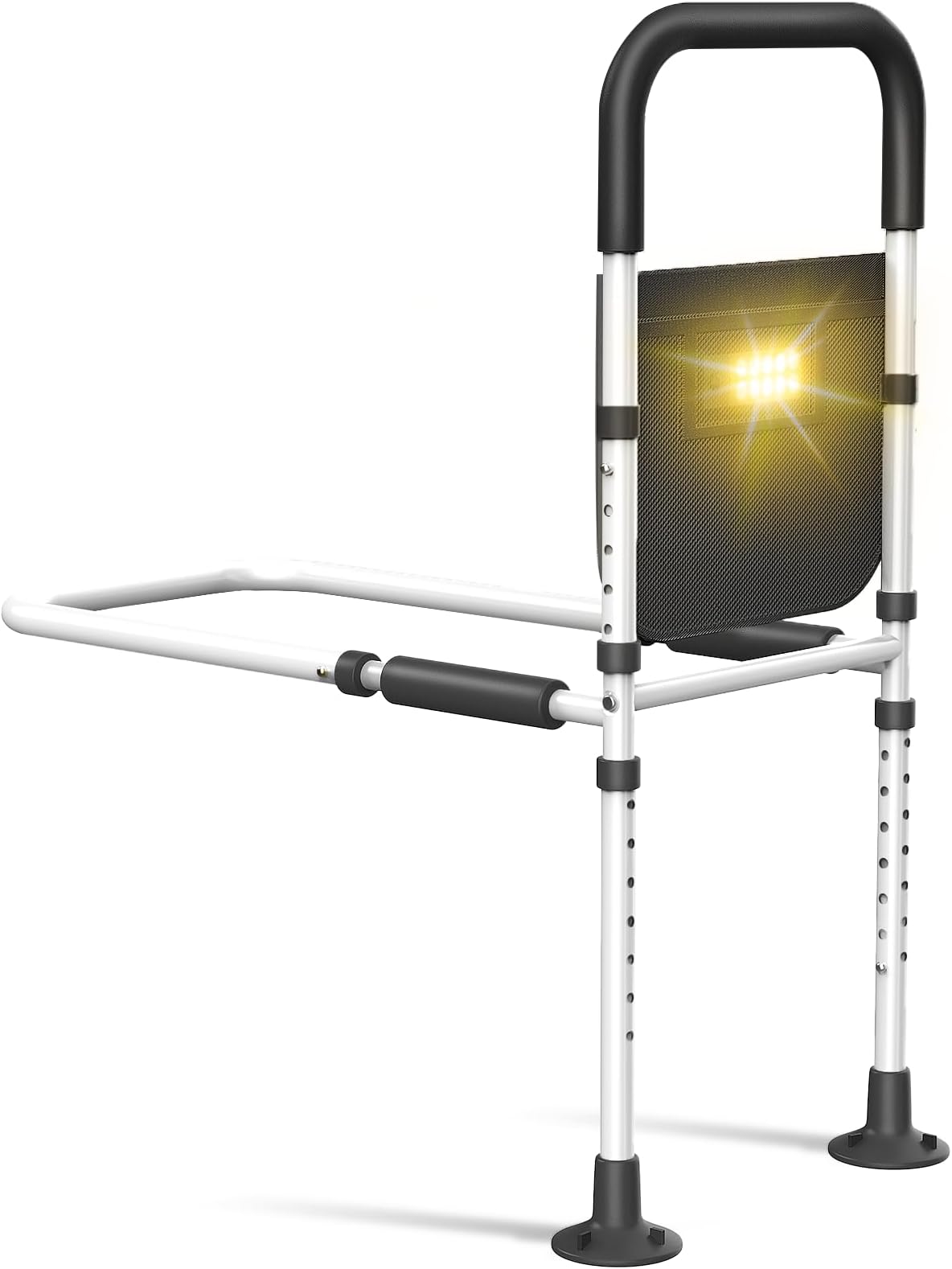 Bed Rails for Elderly Adults Safety: Adjustable Heights Assist Side Bed Rail with Motion Light & Storage Bag - Bed Railing Handle Support Bar Guard Rails Hold up to 350 Lbs for King Queen Full Twin