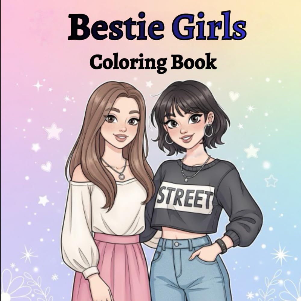 Bestie Girls: Coloring Book Fun Cute, and Aesthetic Best Friend Scenes for Teen Girls