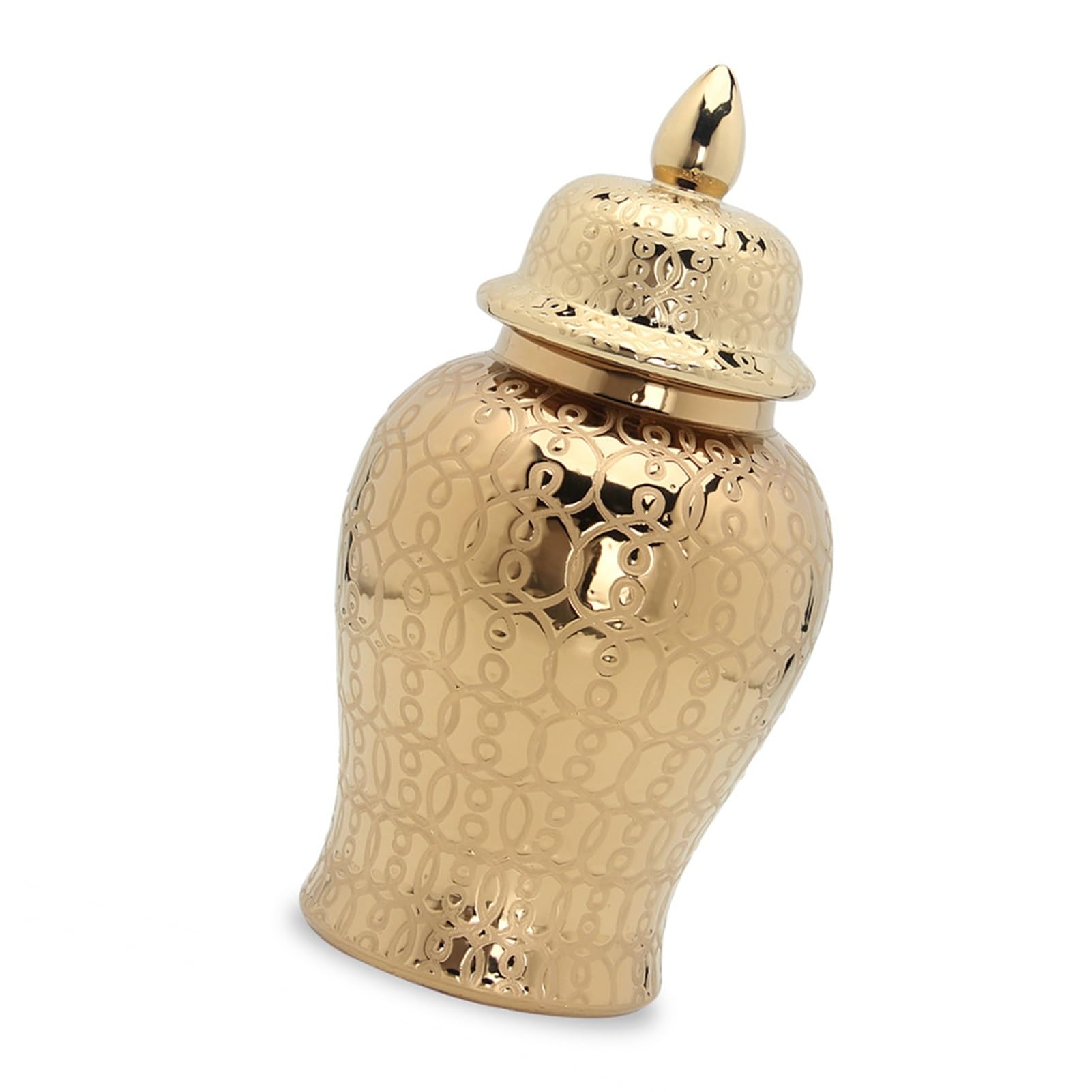 Ginger Jar Vase, Ceramic Jar, Porcelain Ornaments, Tea Storage Containers, elegant Ornaments, Traditional Home Decor - Flower Vases For Bouquet Vintage Jars 32.7" Centerpieces(Gold,13.4"Lx"13.4"W x 25