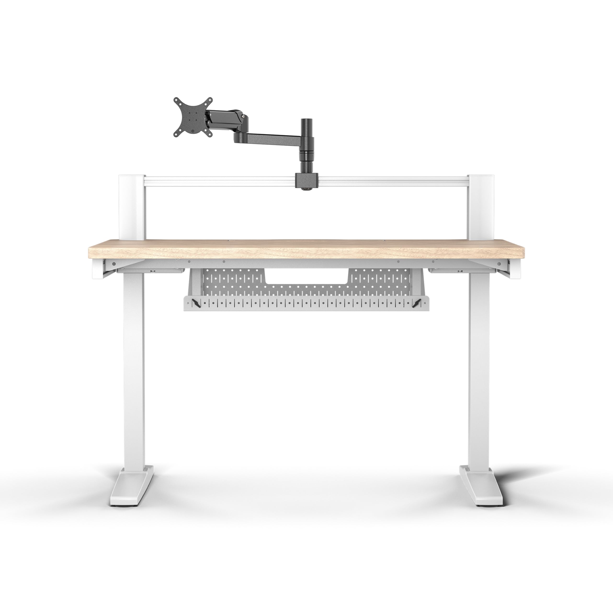 Corsair Platform:4 – 120 cm x 76 cm, Fester Höhe, Stehender Computer Home Office Gaming-Schreibtisch, Kabelmanagement, USB-Anschluss, Monitorarm Inbegriffen – Weißkiefer Beize