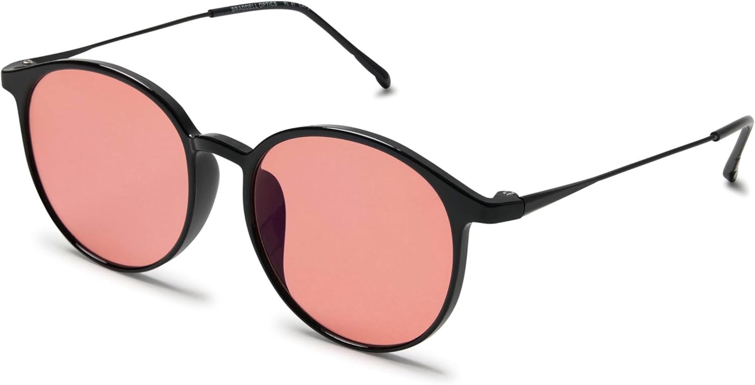 BRADDELL FL-41 Rose Tinted Reading Glasses for Migraine Light Sensitivity and Fluorescent LED Glare - Image 2