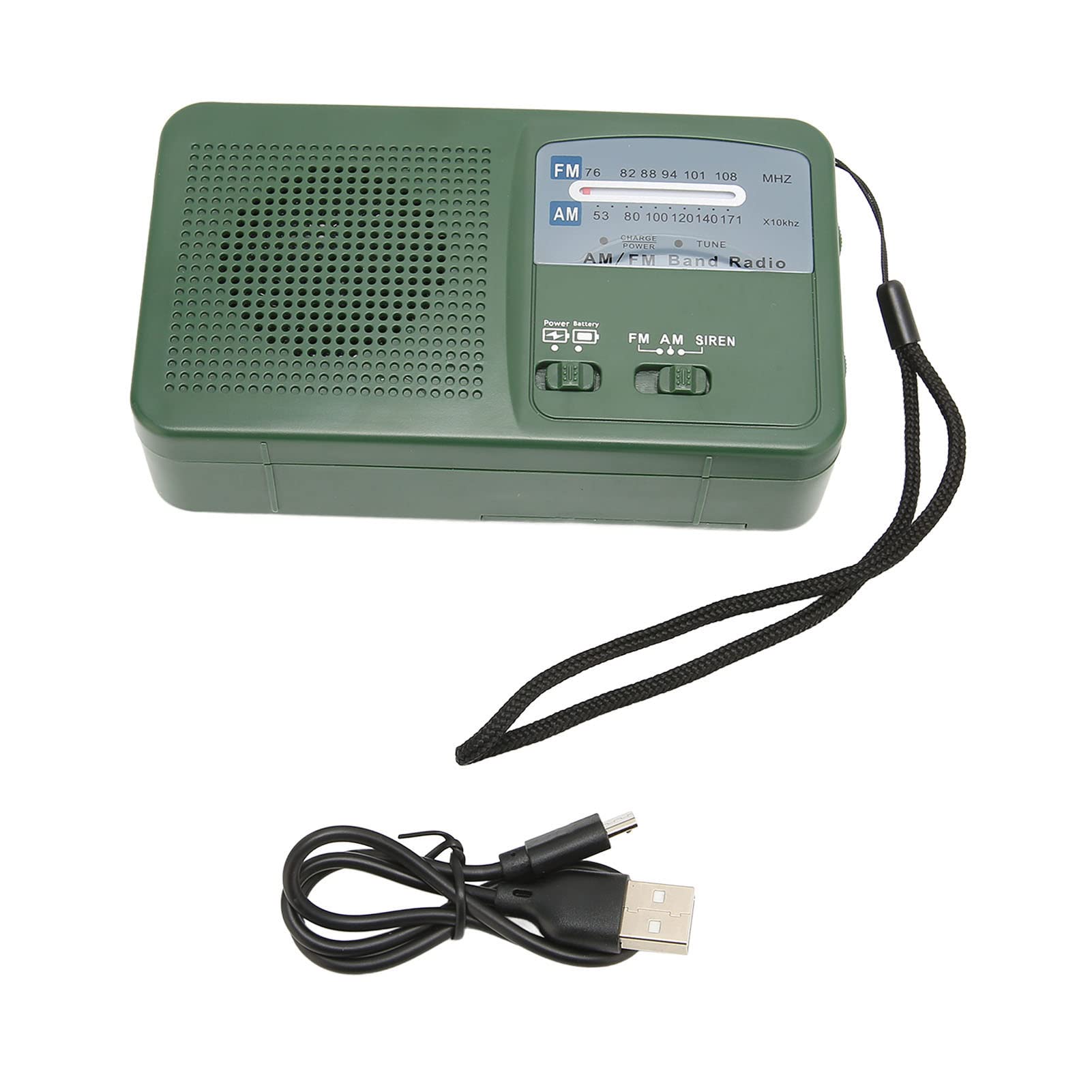 Radio solare, AM FM a manovella, radio di emergenza con torcia a LED, batteria ricaricabile da 500 mAh, per campeggio, viaggi (verde)