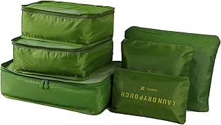 lifcasual 6 unidades organizador de sacos de bagagem cubos de embalagem durável viagem viagem conjunto de organizadores de embalagem de bagagem com saco de higiene azul céu