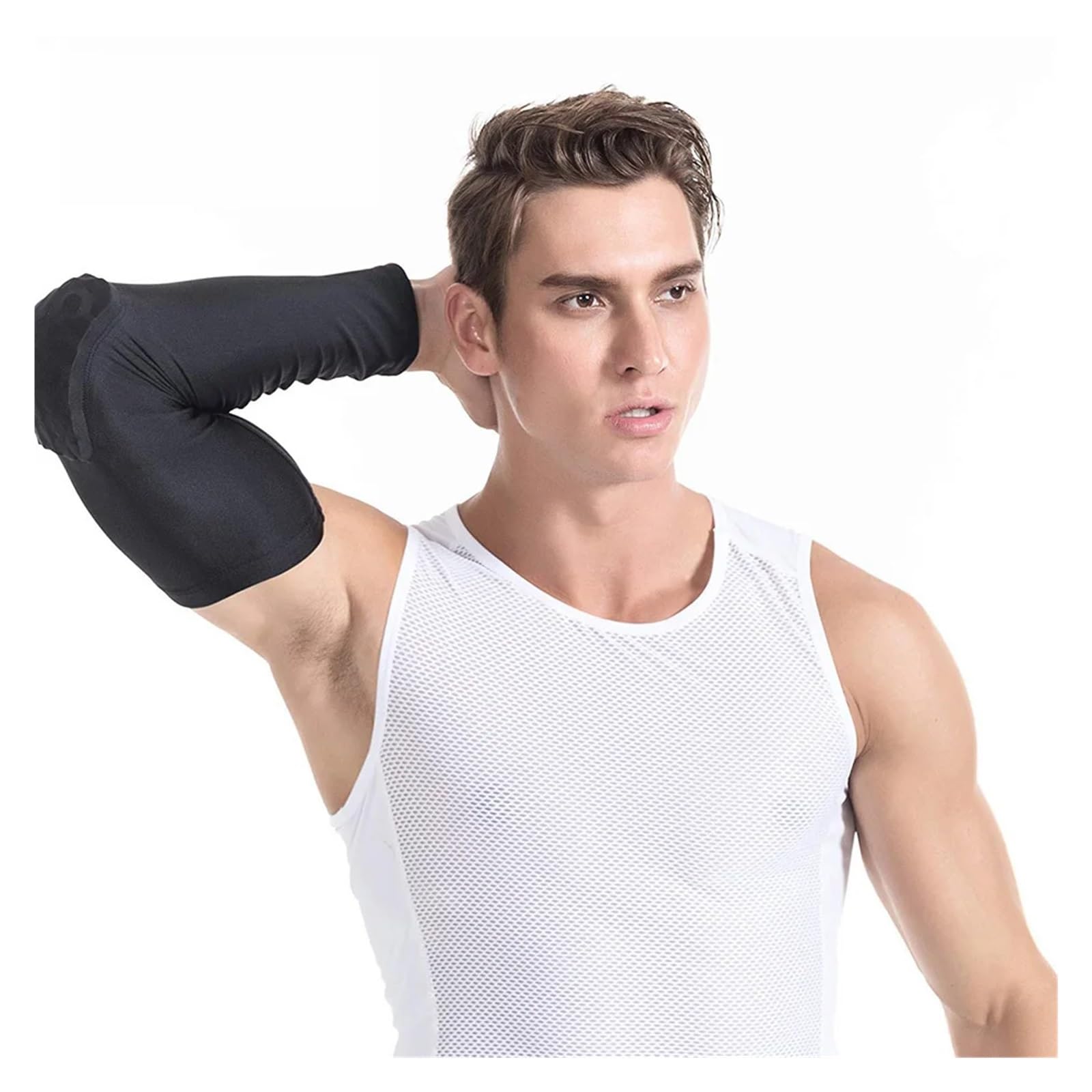 coudiere 2PCS Sports Elbow Support Training Brace Protective Gear Elastic Arm Sleeve Bandage Pads Basketball Volleyball(Black,L)