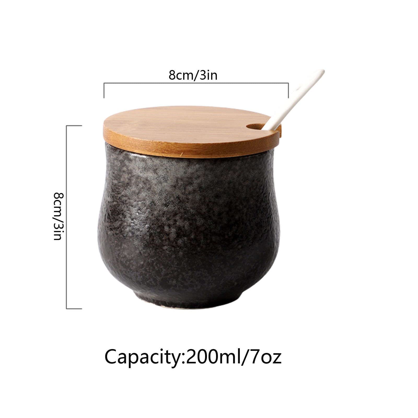 Sucrier, Pot à assaisonnement, sucrier Japonais avec Couvercle, Pot de Rangement rétro en céramique, Petit Pot à Sucre de 200 ML, Pot à épices, pour café, Restaurant, maison-g-200 ML 7 oz