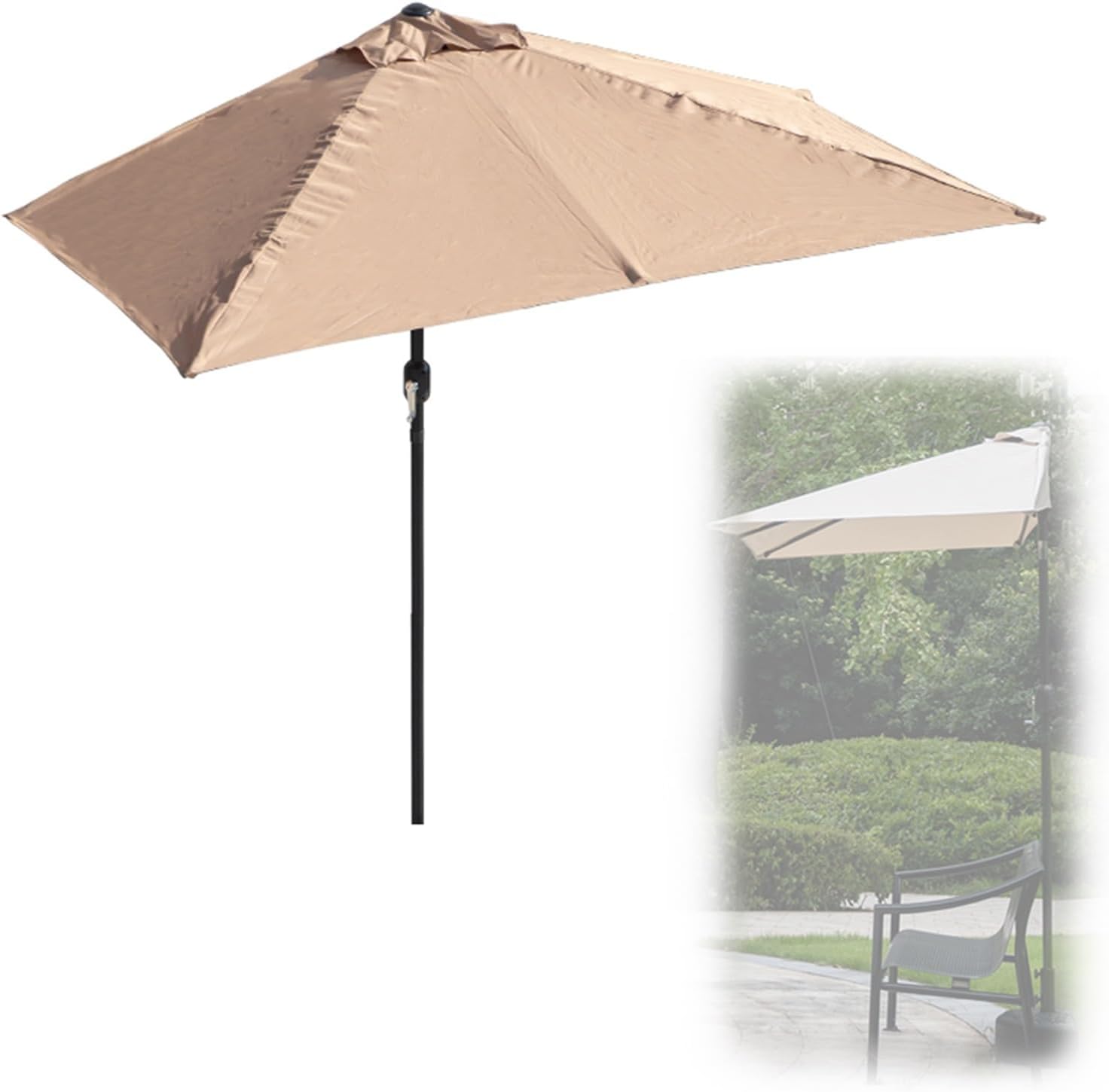 Sonnenschirm Halbrund Terrassenschirm mit Kurbel und 5 Rippen