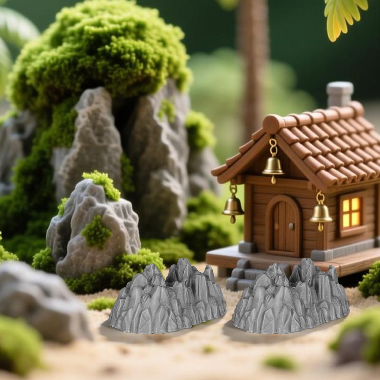 LIOOBO Mini Rockery Model: 20Pcs 2.55 Inch Plastic Simulation Mountain Rocks, Plastic Landscape Mountain Decor for Miniature Landscaping Garden Bonsai Decoration