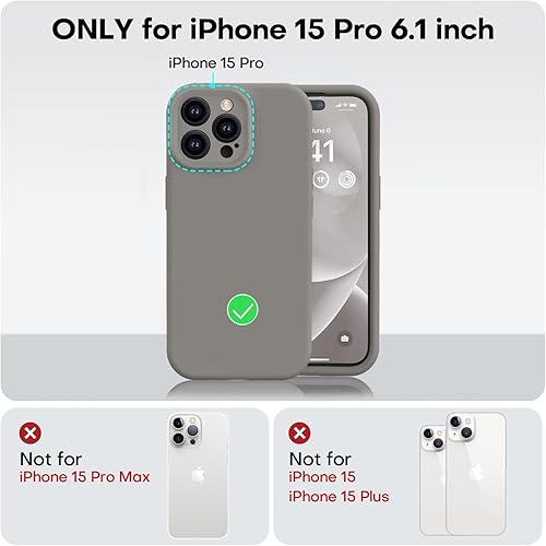 Miniatura 5 de Vooii Funda de silicona compatible con iPhone 15 Pro (titanio natural)