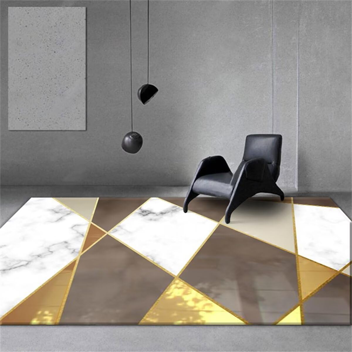 Wohnzimmertisch Rund Teppich Teenager Mädchen Grau-gelbes geometrisches Design Sofa Schlafzimmer Antifouling Oudoor 140X200CM