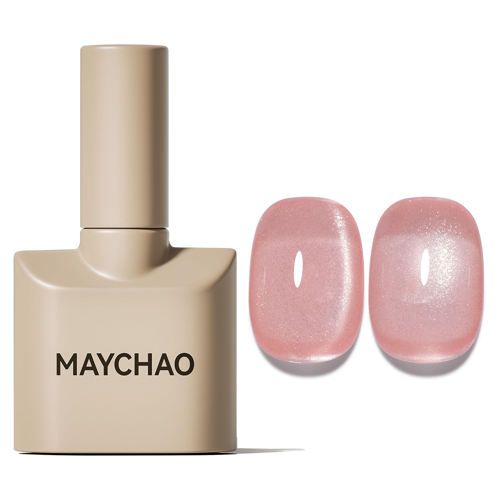 MAYCHAO 15ML Cat Eye Gel Nail Polish 1Pc Jelly Pink Magnetic Nail Polish with Magnet Soak off Holographic Cat Eye Gel Polish for Nail Art Manicure Salon DIY at Home