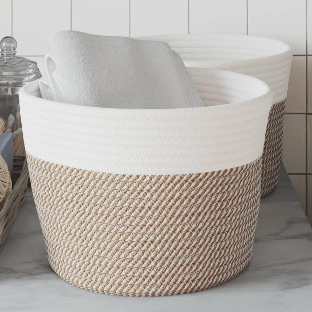 Panier de rangement design en coton tressé bicolore haut de gamme 24 cm