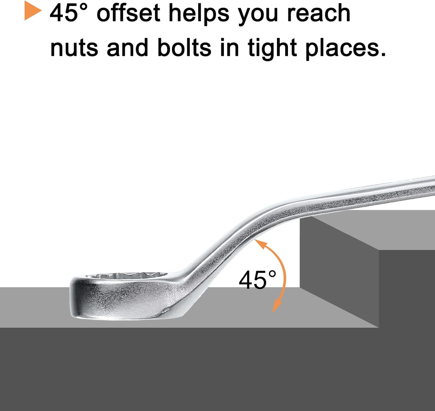 HARFINGTON 45-Degree Offset Box End Wrench 23mm x 26mm 12 Point Metric CR-V Double Box End Wrench Chrome Vanadium Steel Long Offset Torx Box Wrench for Automotive Home Repair Tool