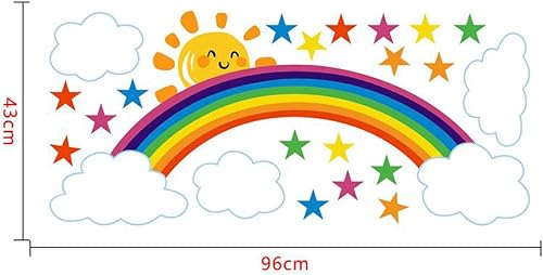 Miniatura 3 de Bamsod Pegatinas de pared de arco iris para niños, calcomanías de pared para guardería, decoración del hogar 16.9x37.8 in