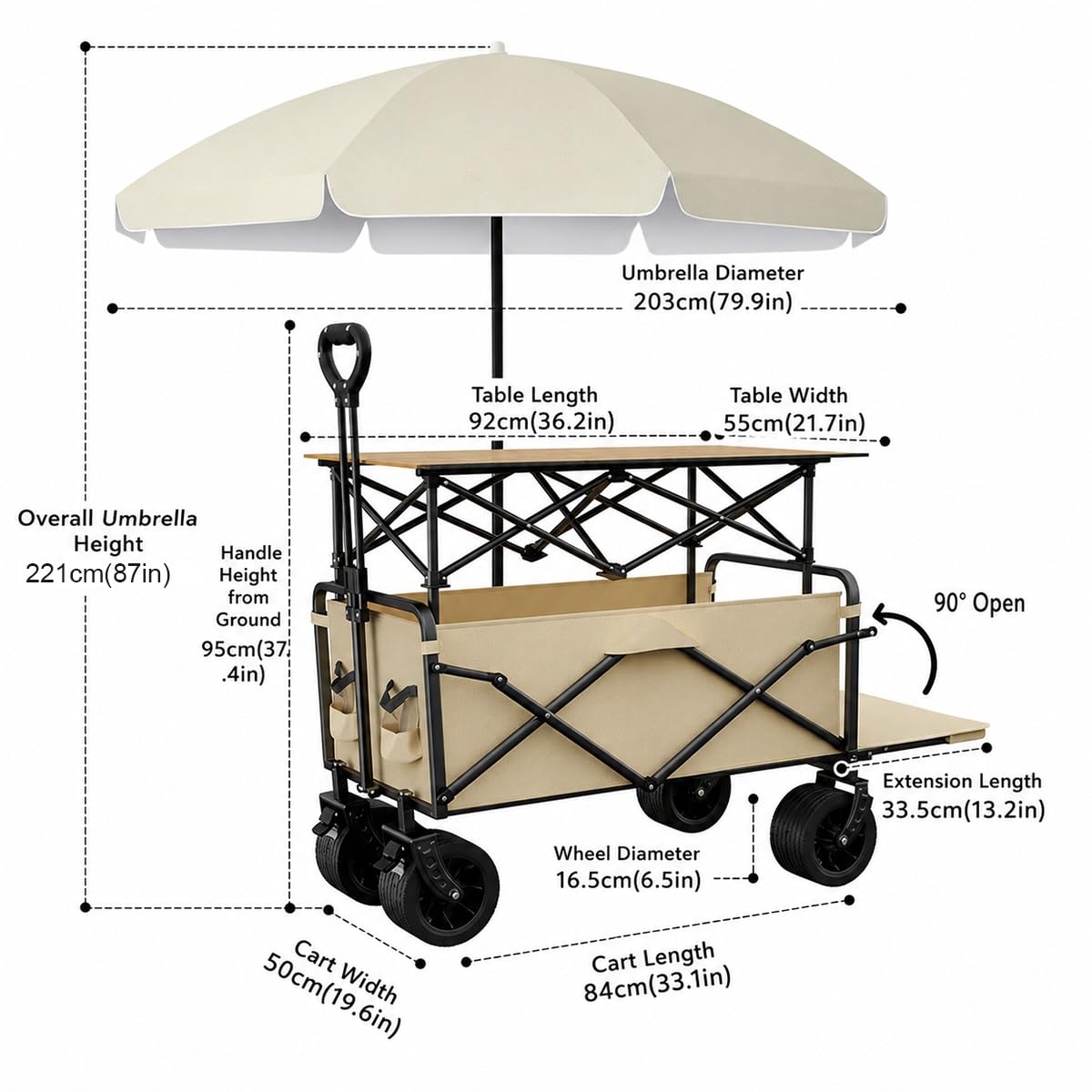 Carrito Venta Plegable, Expositor Street Food Móvil Resistente | Carro Plegable con Toldo y Ruedas, Expositor Alimentario Portátil para Mercados y Helados(Brown)