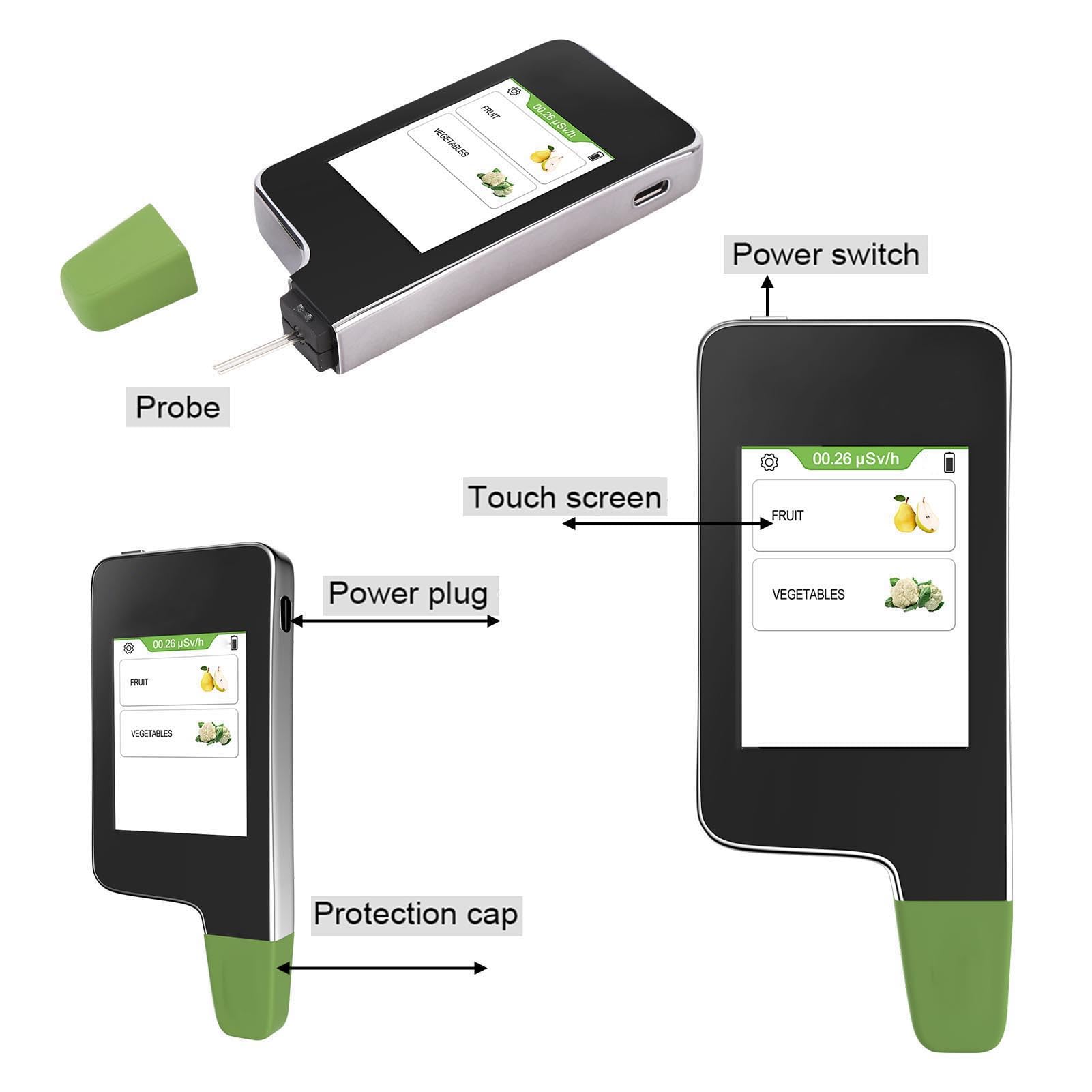 Jeffergarden Tester di Nitrati, Dispositivo Portatile per la Sicurezza Alimentare con Rilevamento di 3 Secondi e Display a Colori per Frutta e Verdura