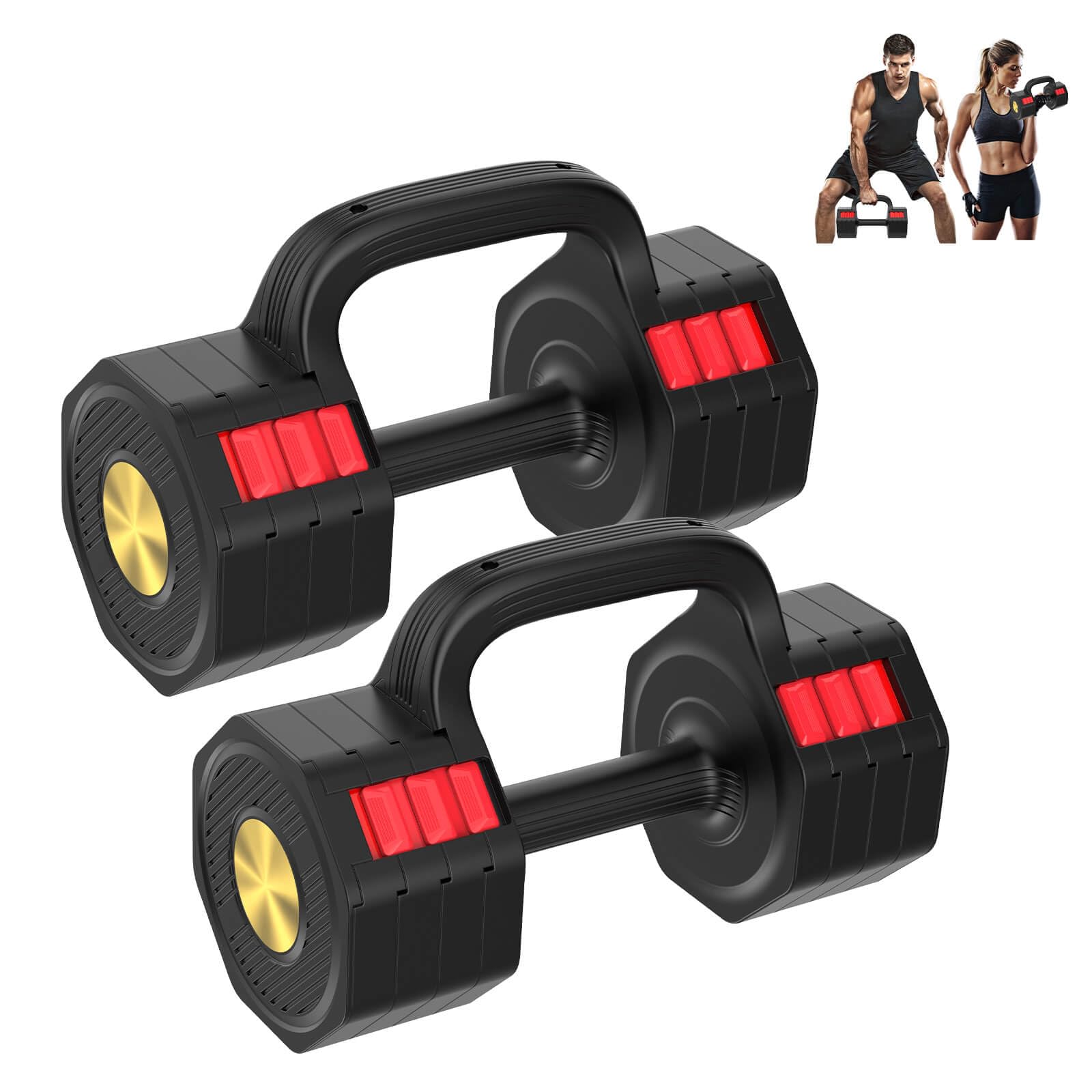 Adjustable Dumbbell Set, 4-in-1 Weights 5-20.5lb Each for Home Gym | 2-in-1 Dumbbell & Kettlebell, Quick Switch 1-Second Lock, Ergonomic Handle with Foam Pads, Space-Saving for Small Spaces