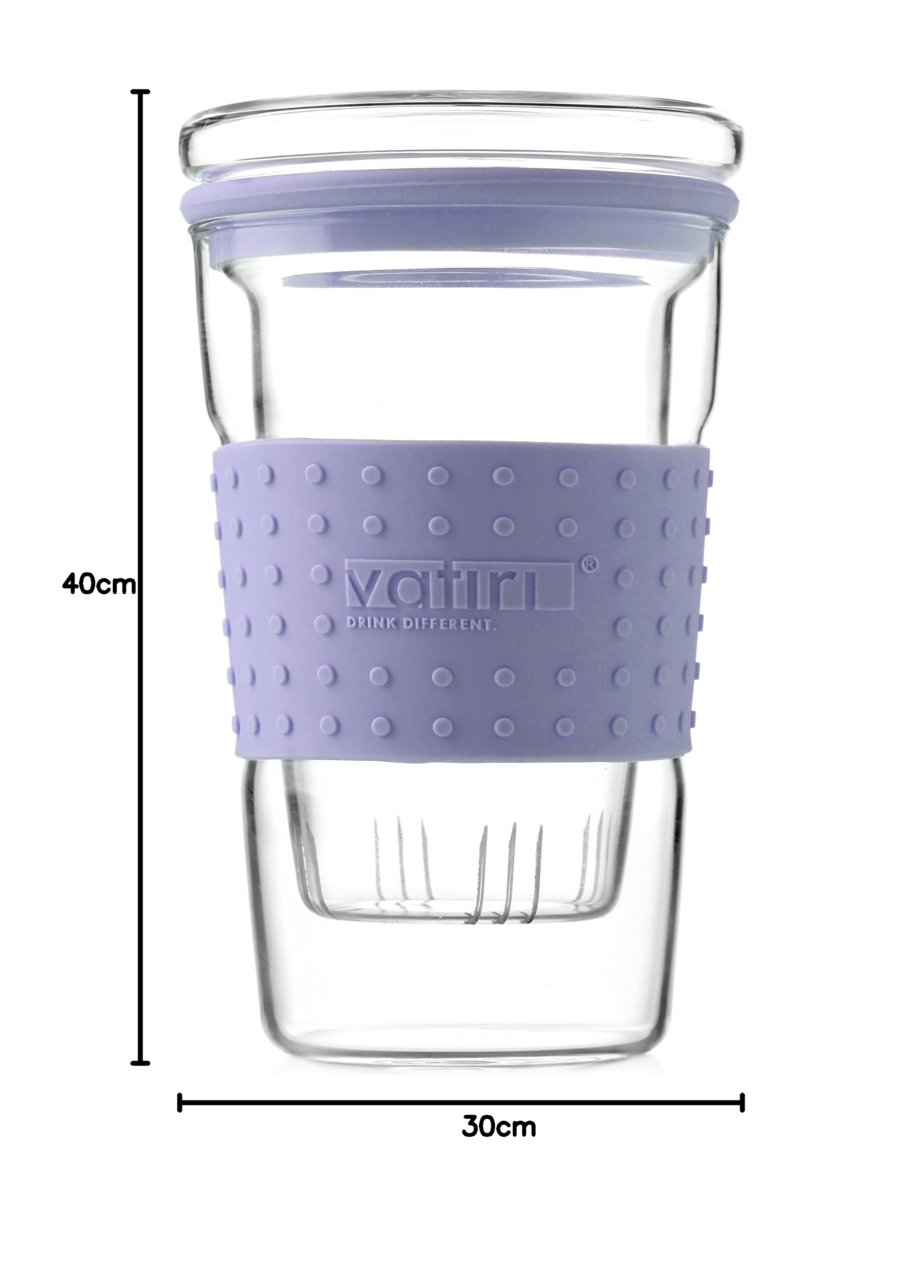 TEA SOUL szklany zaparzacz z fioletowym uchwytem 360 ml, wielokolorowy, 10 x 10 x 19 cm