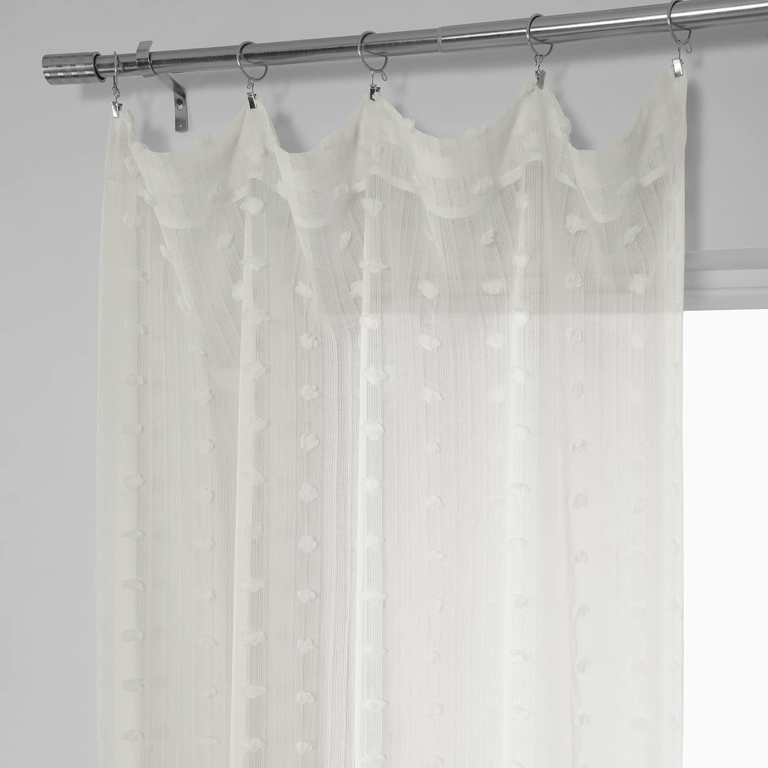 HPD Half Price Drapes Patterned Faux Linen Sheer Curtain (1 Panel), Polyester Blend, Strasbourg Dot, 50 X 84 - Image 4