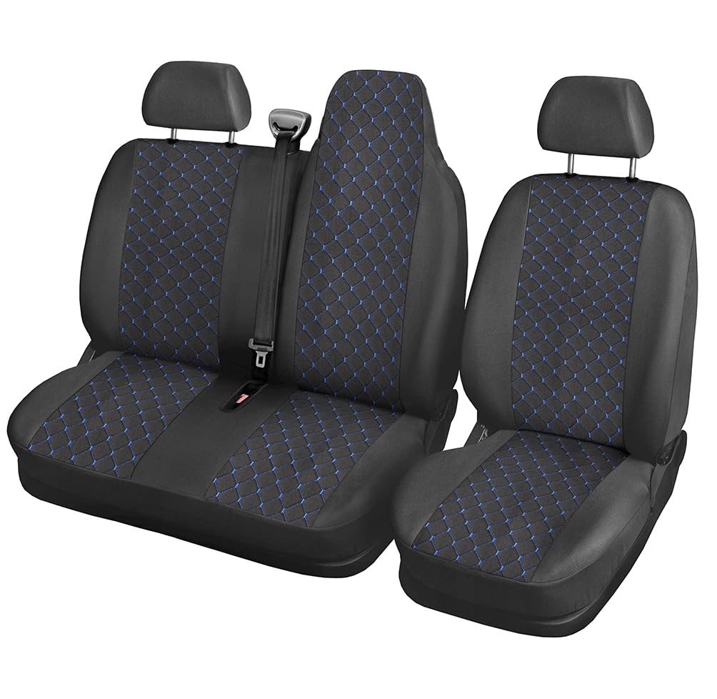 Federa Sedili Anteriori Per Renault Master 2+1 Posti – Tessuto Traspirante Grigio E Nero