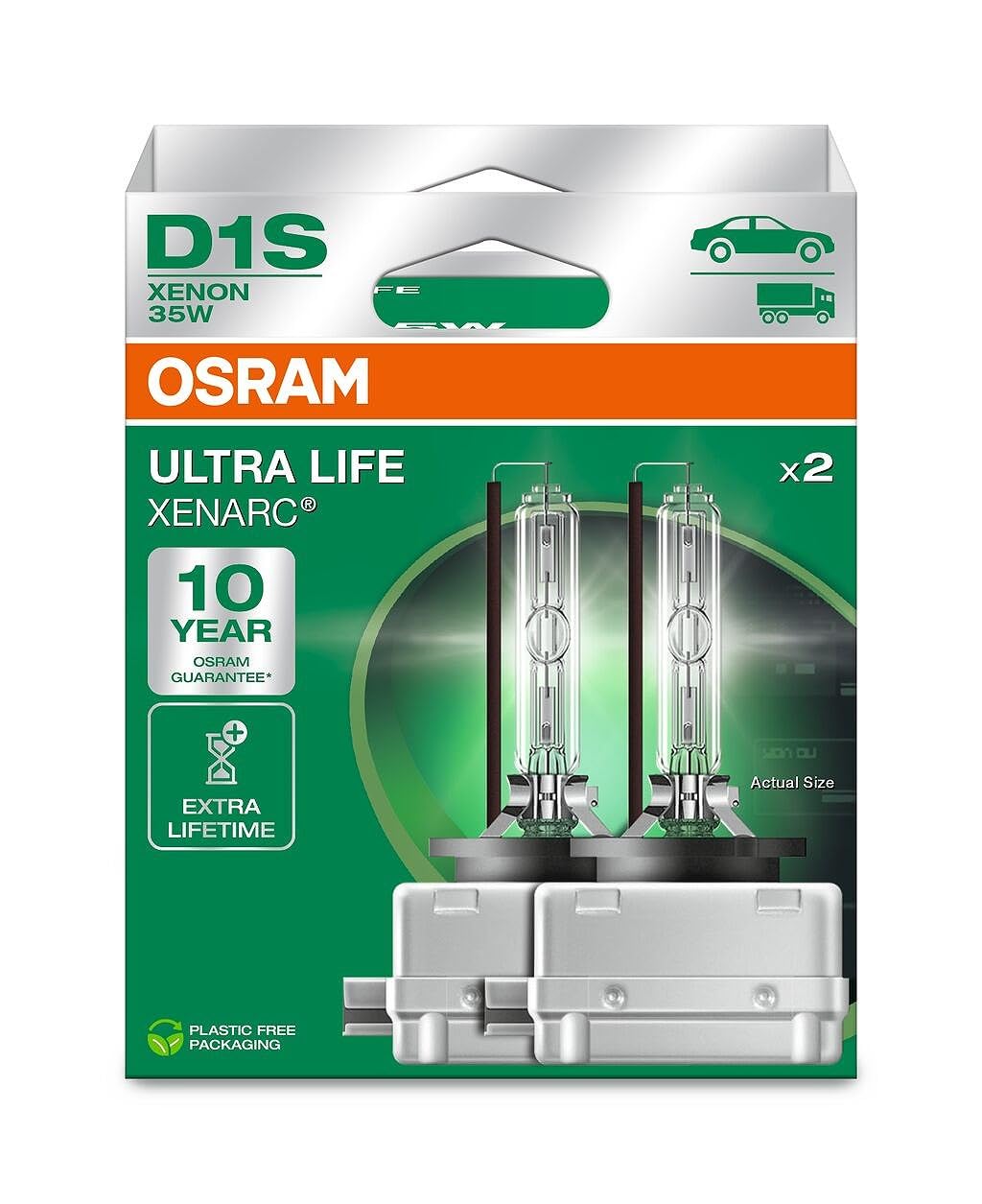 Osram XENARC ULTRA LIFE, D1S, Xenon-Scheinwerferlampen, Hängebox (2 Lampen)