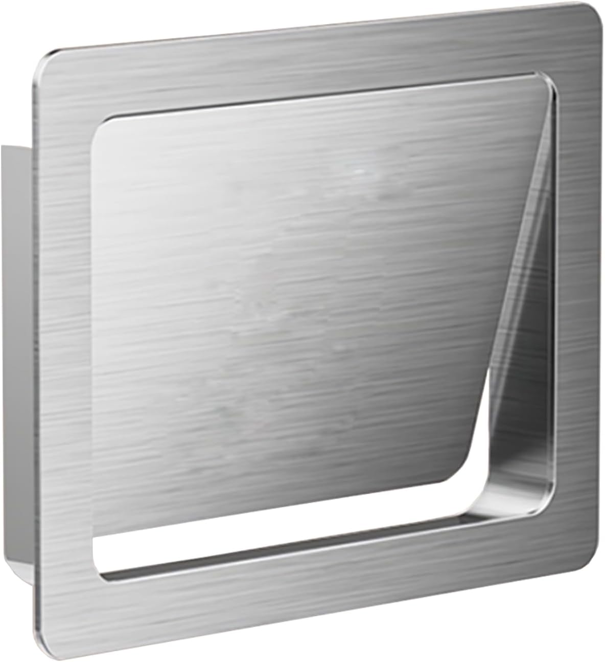 Embedded Installation Trash Bin Lid, Rectangle Stainless Steel Side Opening Trash Can Cover, Space Saving, Built-in Kitchen Wall Mounted Garbage Door,Black,Style B (Silver Style C)