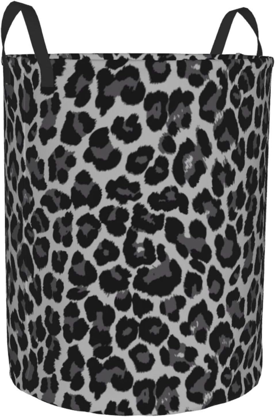 Grey Leopard Round Laundry Hamper Cheetah Gray Storage Basket Toys Clothes Organizer Bin For Home Bathroom Bedroom Dorm Nursery, 62l