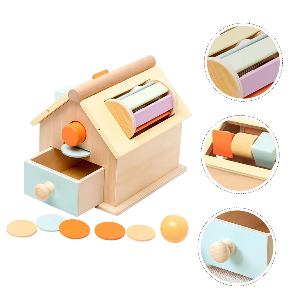 Caja de Juguetes de Madera Montessori para Niños Pequeños Función Multifuncional y Entrenamiento de Habilidades Motoras Finas Adecuado para Educación Temprana