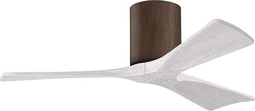 Miniatura 34 de Matthews IR3H-TB-MWH-72 Irene Damp Rated Flush Mount 72" Ceiling Fan with Remote & Wall Control, Silent DC Motor, 3 Matte White Solid Wood Blades