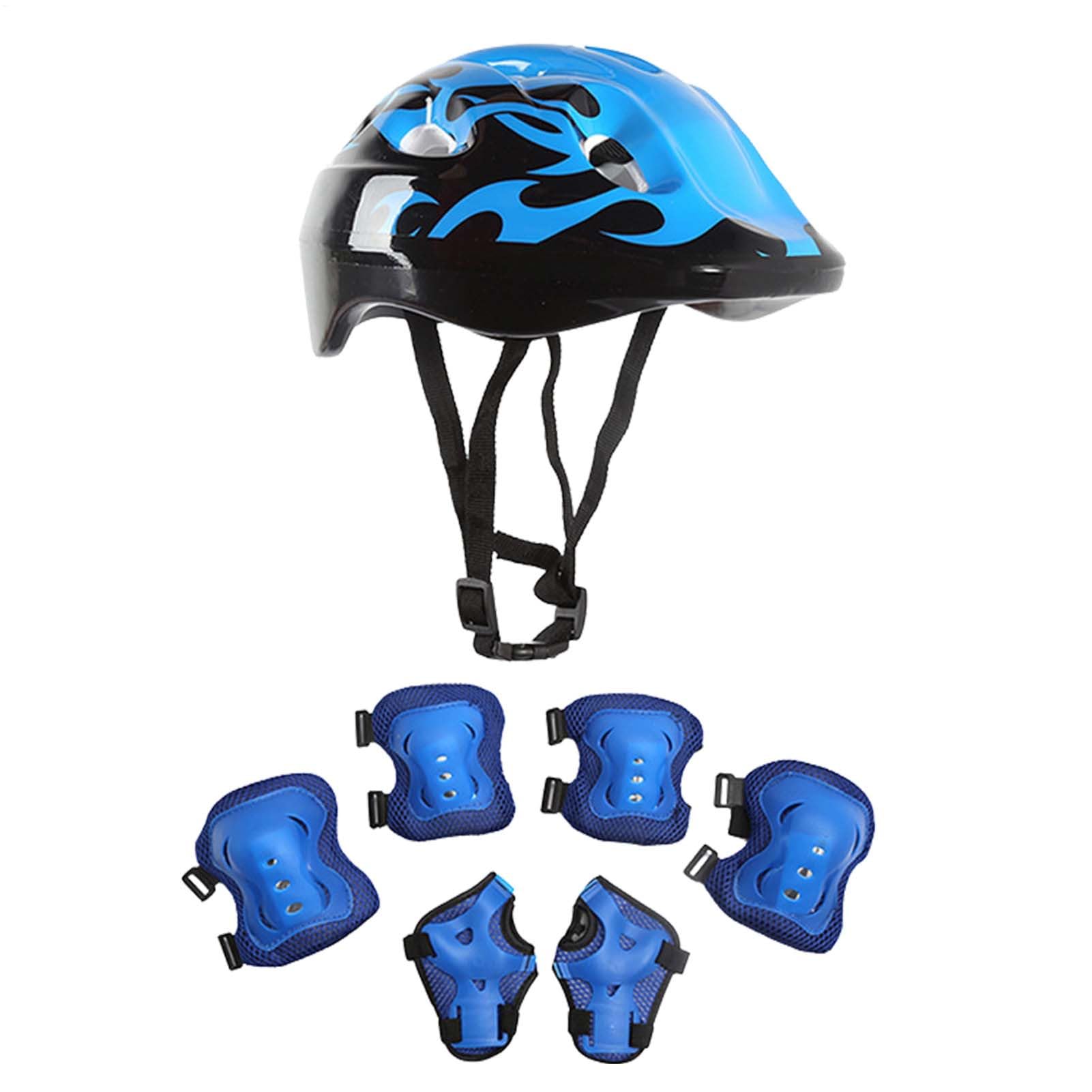 BnyHjir 7 Pieces Children's Helmet And Knee Pads, Kids Helmets Protective Gear Set, Toddler Bi-cycle-le Helme-t, Light Weight Cycling Helmett For Children Age 5-13 Scooter Cycling Skateboard Skating