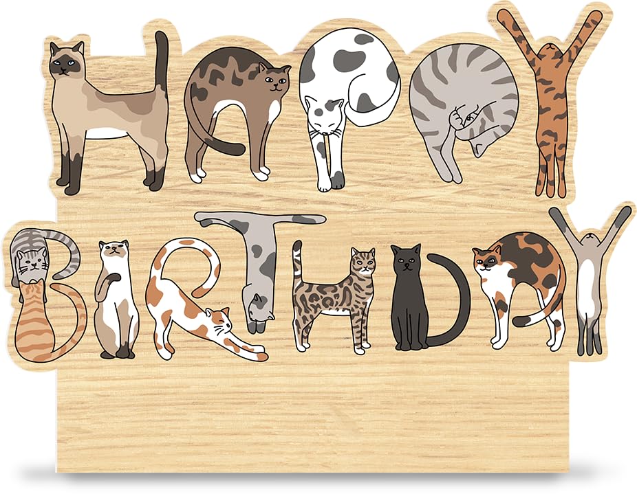 Katzen Geschenk Holzkarte - Katzen Geburtstagskarte Geburtstagskarte |...