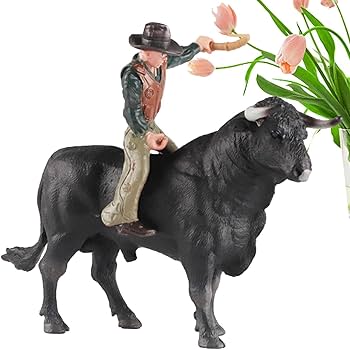 Amazon | カウボーイ乗馬雄牛の置物 - リアルなスペインの闘牛士、牛の