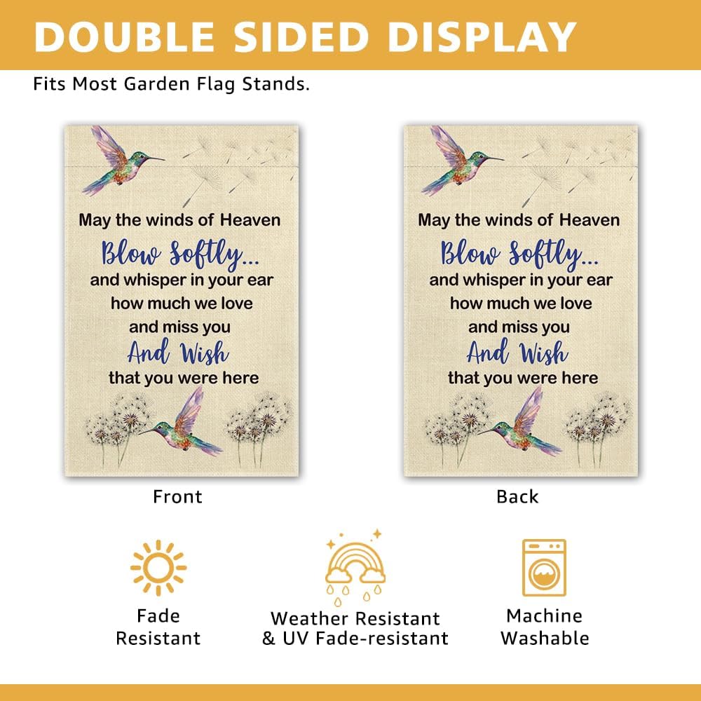 Heavenly Love and Miss You Garden Flag, 12 x 18 Inch Double Sided Yard Flags Banner For Yard Patio Lawn, Remembrance Sympathy Decorations Flags, Compassion Gifts for Families Friends - Image 3