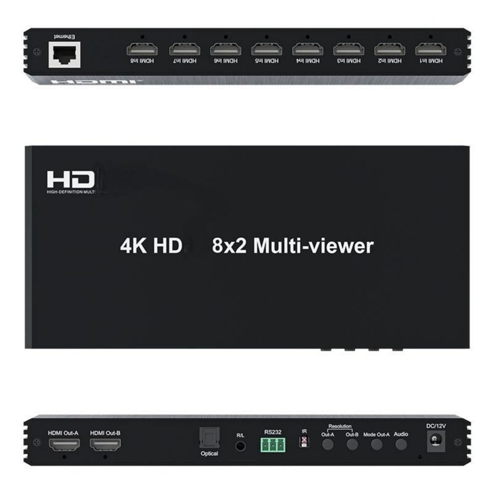 Multi-viewer 8 in 2 out compatibile con HDMI, doppio display 4K, switcher multiviewer senza soluzione di continuità facile da usare