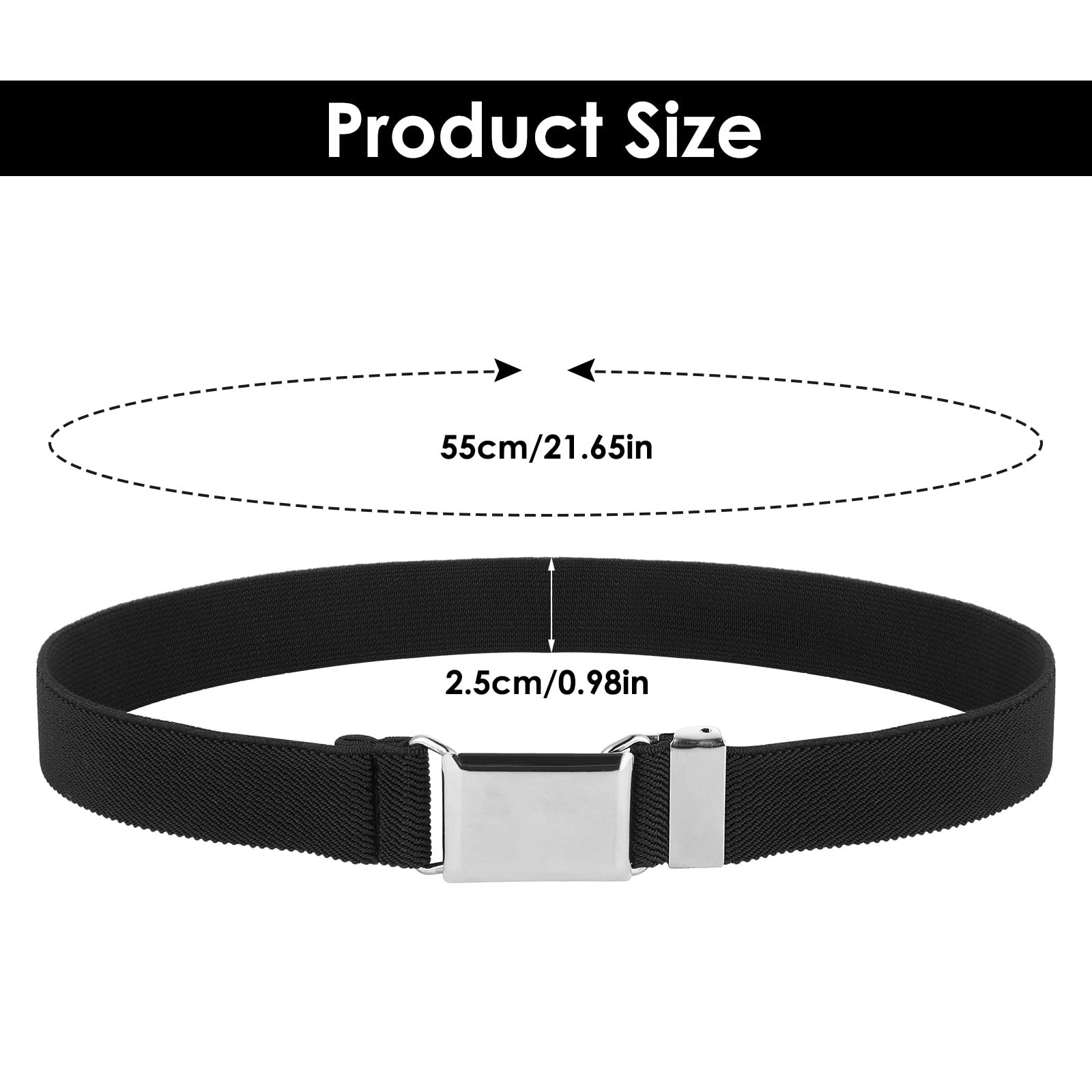 Lusofie Elastyczny elastyczny pasek dla dzieci z łatwą srebrną kwadratową klamrą, regulowany pasek dla malucha dla chłopców i dziewcząt