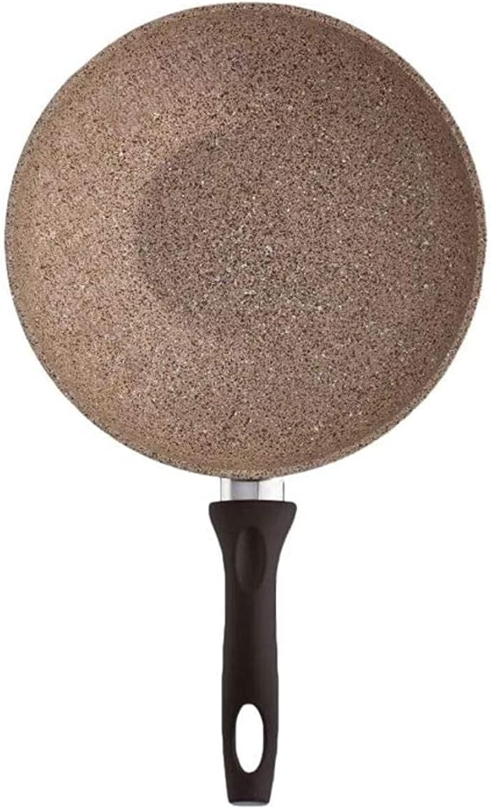 FalezNon-Stick Granite Frying Pan Wok, 28 cm Diameter, Creamy